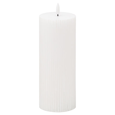 Luxe Collection Natural Glow 3x8 Textured Ribbed LED Candle