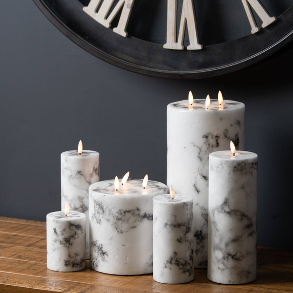 Luxe Collection Natural Glow 3.5x9 Marble Effect LED Candle