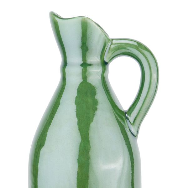 Decorative Tall Olive Stoneware Jug