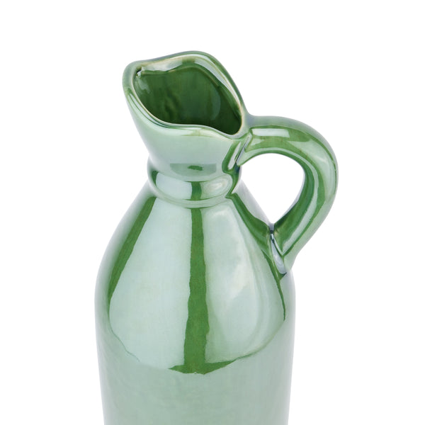 Decorative Tall Olive Stoneware Jug