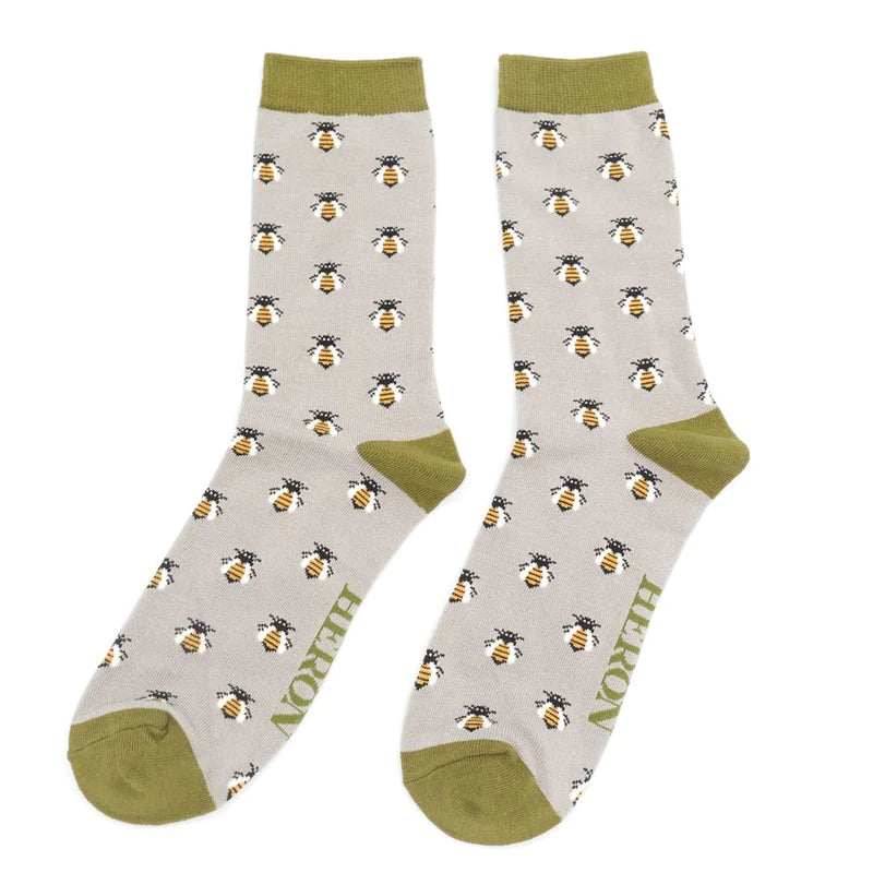Socks - Men's - Honey Bees - Grey
